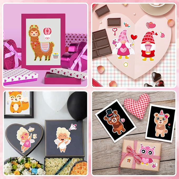 36 Sheets Valentine's Day Stickers for Kids, Make a Face Sticker Make Your Own Animal with Heart Mix Stickers Valentine's Day Activities Party Favors