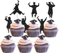 Gyufise 24Pcs 2026 Graduation Cupcake Toppers Black Glitter Class of 2026 Boys Girls Graduation Cap Cupcake Picks for 2026 Grad Theme Party Cake Decorations Supplies