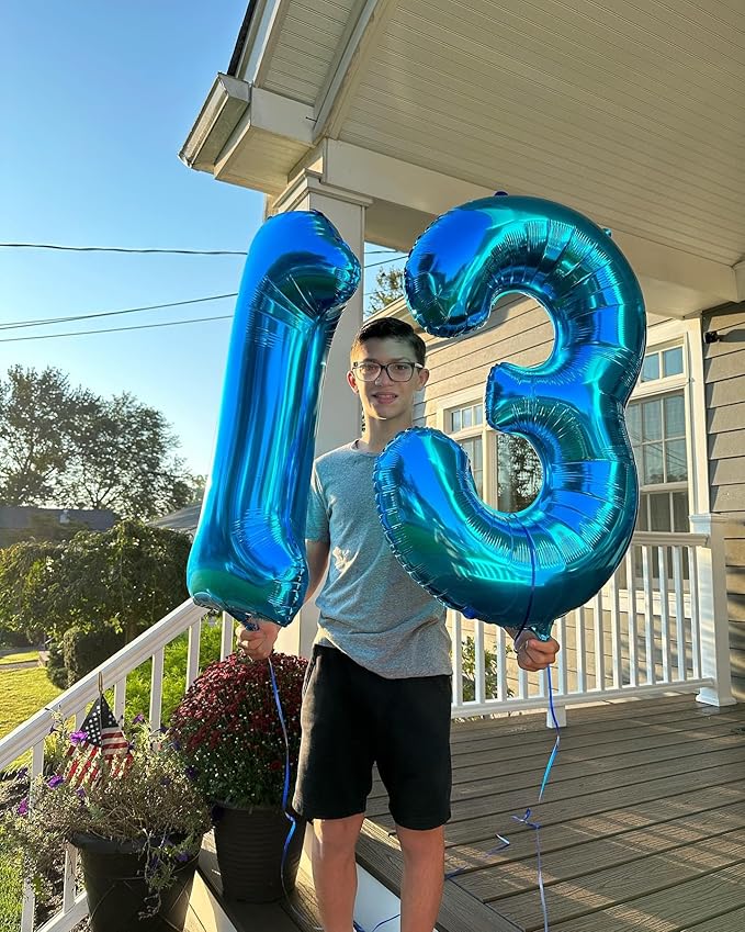 Navy Blue Number 13 Balloon 40 inch, 13 Number Balloons, 13th Navy Blue Birthday Decorations, 13 Year Old Girls Boys Blue Party Supplies