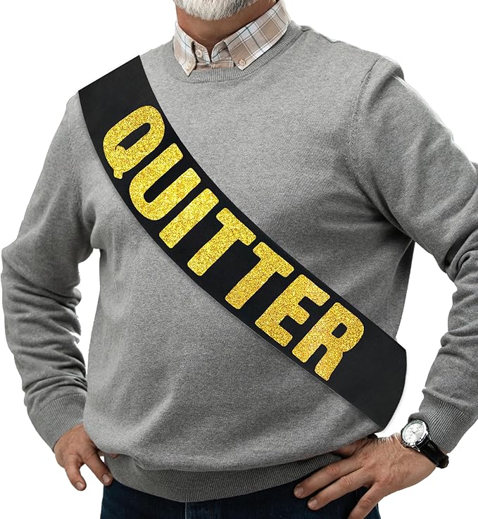 Retirement Gifts for Men & Women, Happy Retirement Party Decorations, Quitter Sash – Elegant Black and Gold Legendary Sash for Both Women and Men, Funny Teacher Retired Supplies