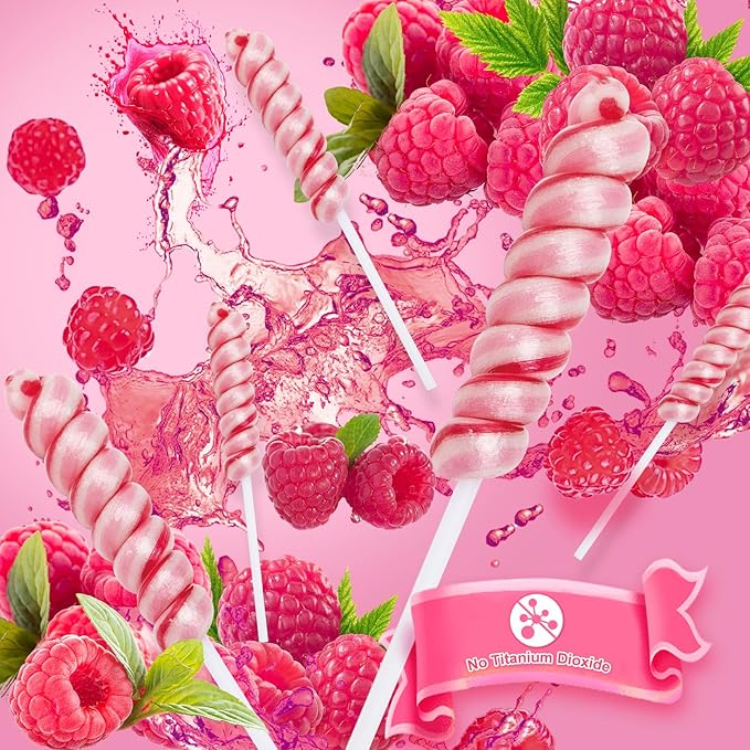 Pink Twisty Lollipops Individually Wrapped - Valentine's Day Candy Twist Lollipop Bulk - Valentine Swirl Suckers for Birthday Party Favors - Raspberry Flavor 30 Pack