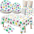 Layhit 202 Pcs Easter Party Supplies Set for 50 Guests, 9" Bunny Egg Dinner Plates 7" Dessert Plate and Napkin 9 oz Paper Cup 2 Pcs Plastic Tablecloth Disposable Tableware for Spring Party Favor