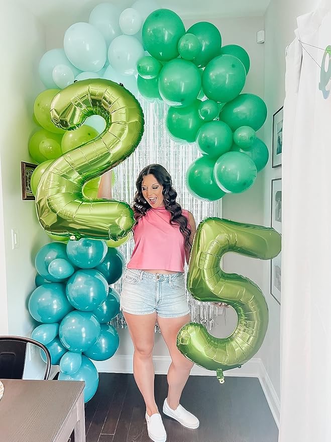 40 Inch Number 8 Balloon, Light Green 8 18 28 80 Birthday Balloons for Men Boys, 8th Birthday Decorations Party Supplies, Wedding, Graduations
