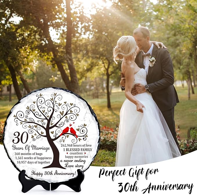 Pearl Couple Slate Plate – 30th Anniversary Wedding Gifts for Parents & Couples – Unique 30th Wedding Gift Ideas – 30 Years of Marriage Decoration, Plaque, Keepsake (Pearl Anniversary)