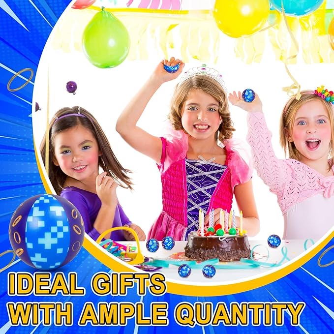 24 PCS Blue Golden Rings Stress Balls for Kids Party Favors, 1.57 Inch Anxiety Relief Fidget Sensory Toys Golden Rings Theme Squeeze Toys Bulk for Birthday Goodie Bags Carnival Gifts Classroom Prizes