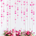 Valentines Day Party Decorations Hot Pink White Hanging Paper Heart Garland Streamer for Birthday Bachelorette Engagement Wedding Bridal Shower Anniversary Minnie Flamingo Pink Girl Party Supplies