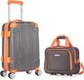 Rockland London Hardside 2 Piece Spinner Wheel Luggage Set, Carry-On 20" and Tote 14", Charcoal