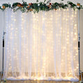 10×15ft White Tulle Backdrop Curtain with Lights String for Parites Sheer Fabric Backdrop Curtains White Curtain Backdrop for Wedding Baby Shower Birthday Party Bridal Shower Photo Shoot Background