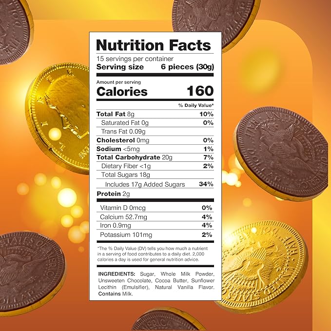 Chocolate Coins - 1 Pound Pack - 80 Count - Chocolate Gold Coins Candies for Goodie Bags, Gifting, and Party Favors - Individually Wrapped Gold Candy Treats
