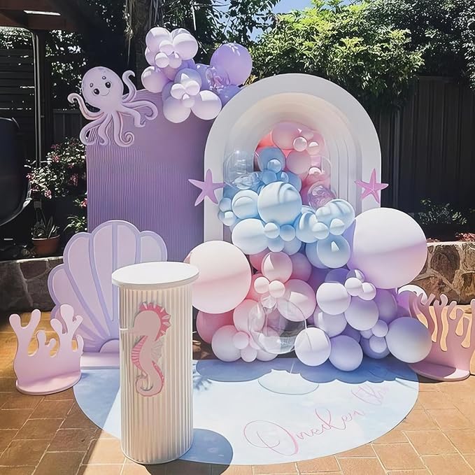 Mermaid Balloons,Sea Balloons 50Pcs 12 Inchs Baby Pink Purple Blue Confetti for Girl Mermaid Birthday Ocean Theme Party Baby Shower Wedding Engagement Decorations