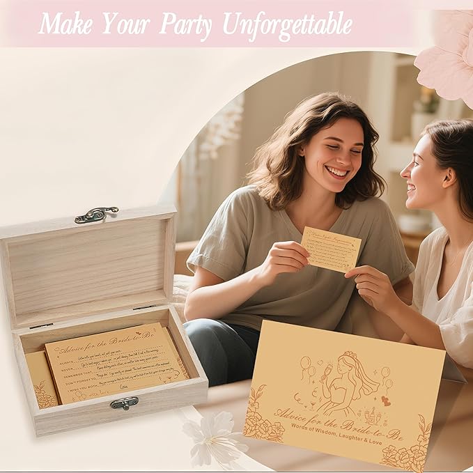 Advice And Wishes For Bride To Be, Wedding Advice Cards For Bridal Shower Decorations, Bridal Shower Games, Advice & Wishes Box For The Bride, Wedding Games For Reception, Style-001