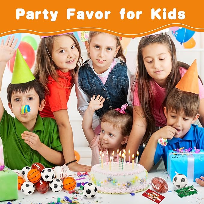 16 PCS Stress Balls Party Favor for Kids 8-12 Goodie Bag Stuffers Squeeze Toys Classroom Prizes for Kids Pinata Stuffers Boys Birthday Easter Eggs Fillers Gifts Sport Foam Bouncy Balls Bulk Small Toys
