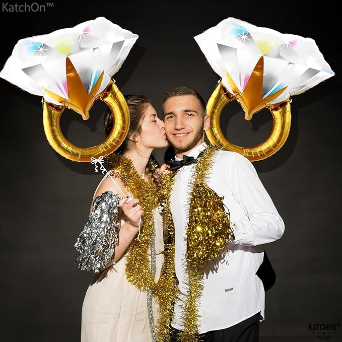 KatchOn Cute Diamond Ring Balloon - 26 Inch, 2 Piece | Bachelorette Party Decorations | Engagement Ring Balloon, Bridal Shower Decorations