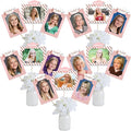 Rose Gold Grad Graduation Photo Display Centerpiece Kit - 15 Double-Sided Photo Table Topper Sticks, Vertical and Horizontal 4x6 Picture Holders, DIY Party Decoration Set