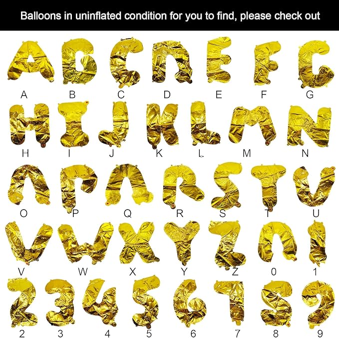 [85 PCS] 16" Foil Personalized Name Happy Birthday Balloons Letters, Mylar Aluminum Custom Name and Age Letter Balloons, 2 Sets A- Z & 0-9 for Birthday Party Graduation, Mother's Day Event (Gold)