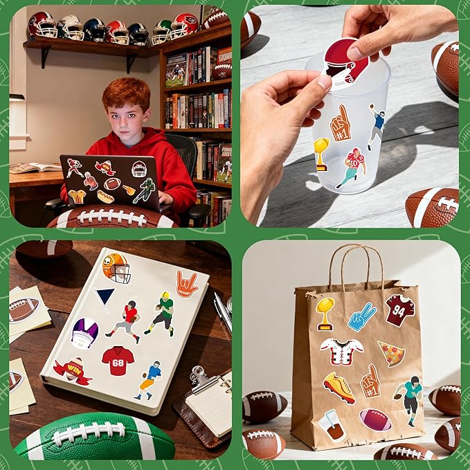 Football Stickers for Kids - 100 PCS Football Party Decorations for Super Game Bowl 2026 | Game Day Party Favors Supplies Decor - Toys Games Gifts Crafts for Toddlers