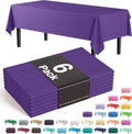 Exquisite Party Solids 6-Pack Premium Plastic Tablecloth 54in. x 108in. Rectangle Plastic Table Cover - Purple