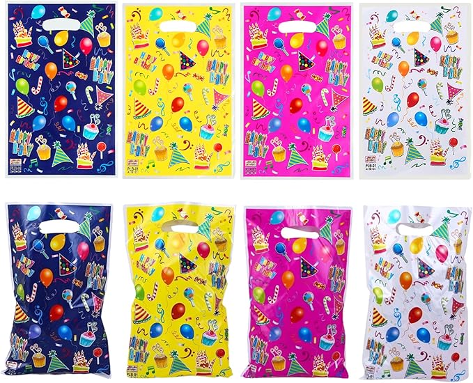 PACKSISTER Durable Plastic Goodie Party Favor Bags with Handles for Birthday, Loot Treat for Return Gifts(20Pcs)