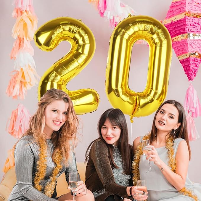 Number 2 Balloons 40 Inch Large Helium Foil Mylar Balloons For Birthdays Party Decorations/Wedding/Anniversary/Graduations/Baby Shower (Gold)