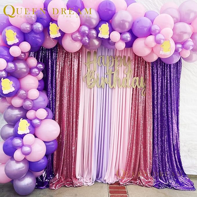 Purple Sequin Backdrop 2 Panels 2FTx8FT Glitter Halloween Party Backdrop Curtains Photo Background for Wedding Baby Shower Stage Decorations