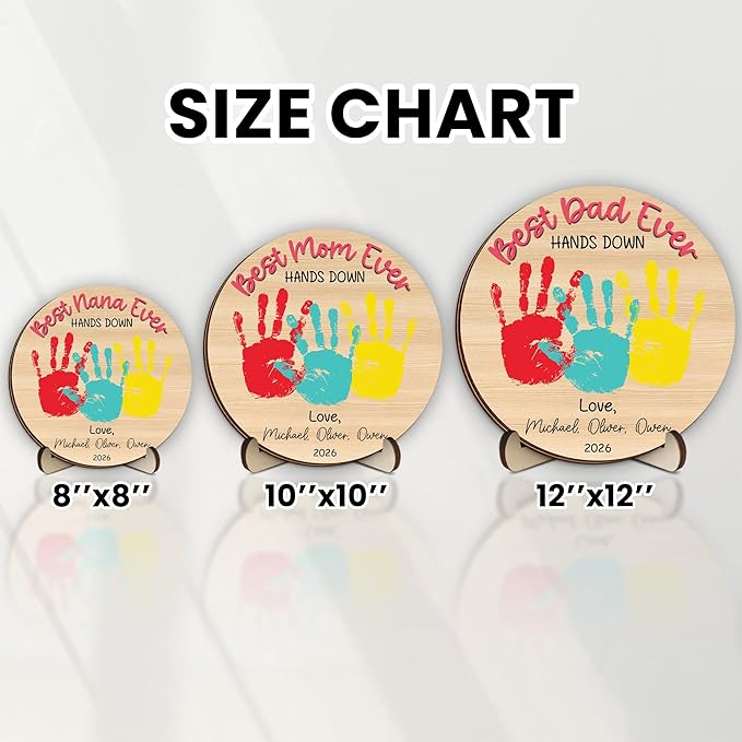 Personalized Hands Down Best Grandma Ever Handprint Kit with Paint, Family Craft Wooden Sign, Fathers Day Handprint Plaque Keepsake, Valentines Day Birthday Gift for Mom, Dad, Grandma, Nana