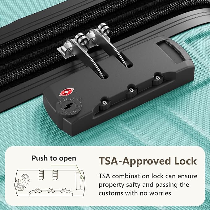 28 Inch Checked Luggage, ABS Hardside Suitcase with Spinner Wheels, TSA Security Lock, Lightweight Large Luggage for Women, Men, Expandable Travel Suitcase for Business, Road Trips & Family Vacations