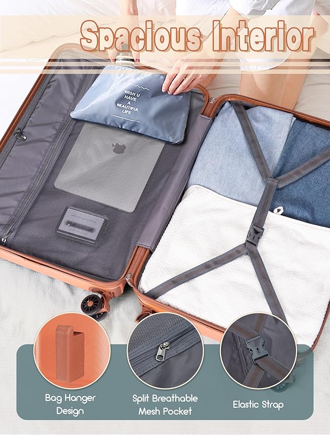 CONCEPTEN Luggage Sets 5 Piece, Suitcases with Wheels, Hardshell Suitcase Set, ABS Carry on Luggage Set with TSA Lock, Travel Luggage