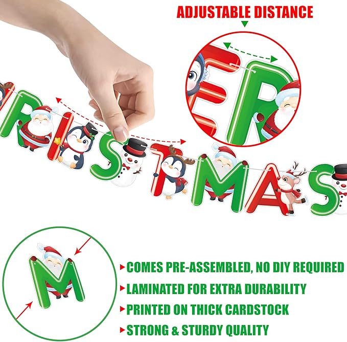 KatchOn, Red and Green Merry Christmas Banner - 10 Feet, No DIY | Merry Christmas Garland for Christmas Decorations | Christmas Garland for Christmas Party Decorations | Merry christmas banner garland