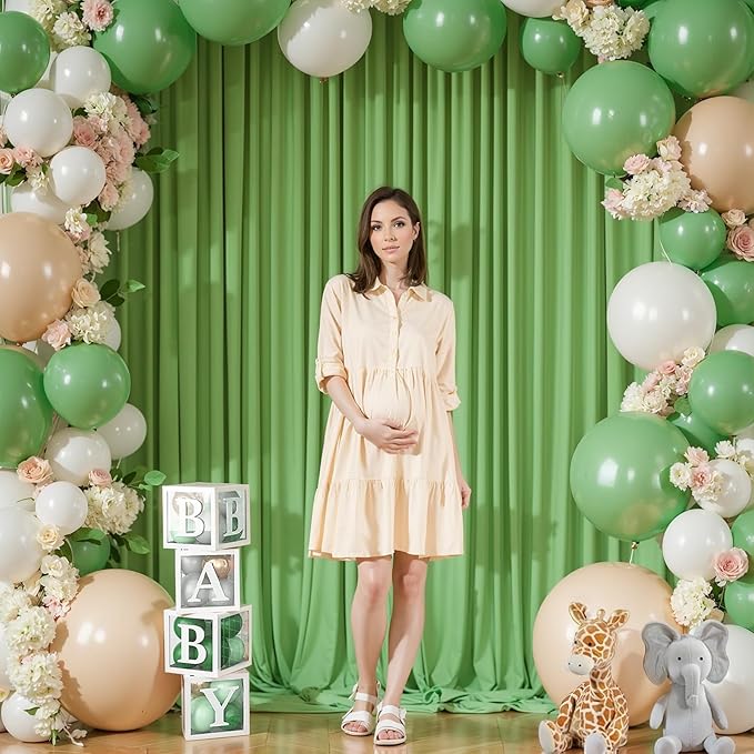 8x10FT Sage Green Backdrop Curtains for Wedding Parties, Wrinkle Free Polyester Photography Backdrop Drapes for Wedding Baby Shower Birthday Parties Stage Background Stand Decorations 4x10ft,2 Panels