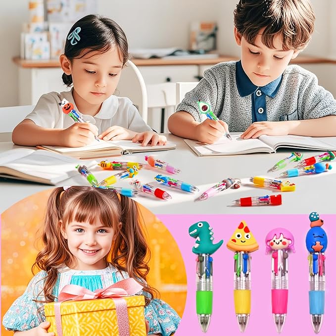 60Pcs Mini Multicolor Pens in One 4-in-1, Cute Pens Bulk for Party Favors and Birthdays, Delightful Ballpoint Pen Gifts Classroom Prizes (60pcs)
