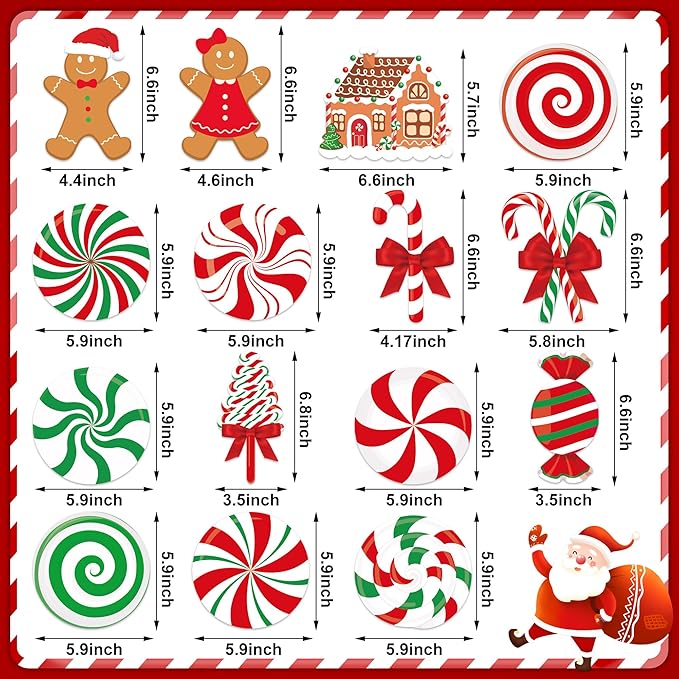 36 PCS Christmas Hanging Swirls Decorations Pre-Strung Candy Gingerbread Man Hanging Streamers Christmas Red Green Candies Gingerbread House Ceiling Swirl Streamer for Xmas Holiday Party Home Decor