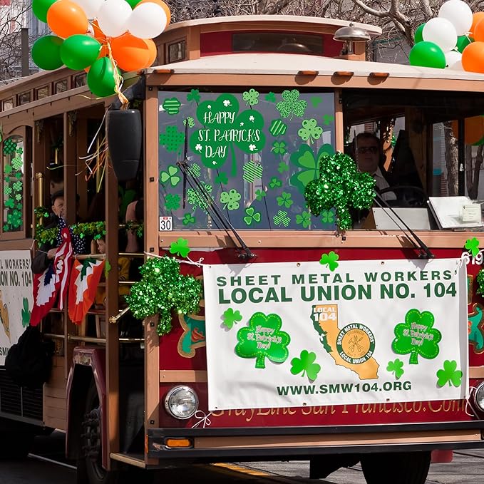 9 Sheets St Patricks Day Window Clings, 116 PCS St Patrick's Day Shamrock Window Stickers for St Patricks Day Decorations, Green Static Spring Window Clings for Glass Windows Decor