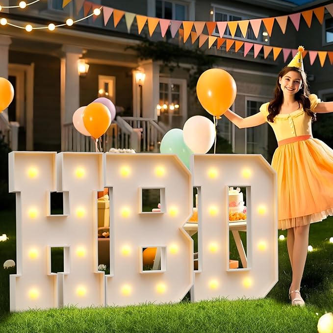 imprsv Marquee Letter B, 3FT Block Craft Kit for Party Decorations, Large Light Up Letters for Wedding, Baby Shower, Engagement Party Decorations