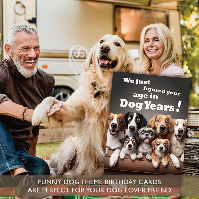 Gooji 5x7 Dogs Birthday Cards Bulk 10 Pack, Funny Humorous Cute Cards for Wife Husband Teenage Young Boy Girl Men Women Adult, Corgi Chihuahua Bulldog Pawthers Golden
