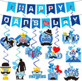 Father's Day Decorations – 1PCS Happy Father's Day Banner & 12PCS Hanging Swirls for Father’s Day Party Supplies