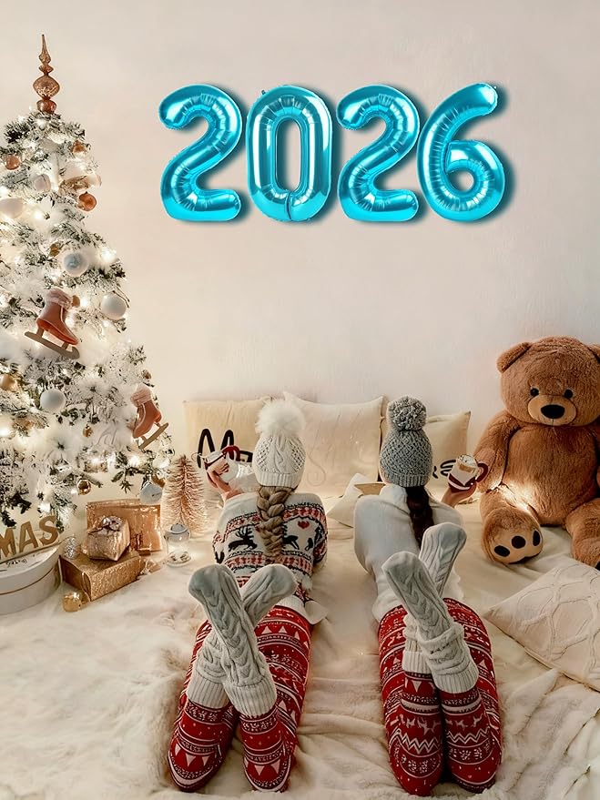 2026 Light Blue Foil Number Balloons, 2026 Light Blue Balloon 40 Inch for New Years, Blue Senior 2026 Nye Decor Party Graduations Birthday Supplies