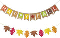 Happy Fall Burlap Banner Glitter Maple Leaf Paper Banner Pre-Assembled Rustic Bunting Garland Hanging Decorations for Autumn Harvest Thanksgiving Home Office School Party Supplie