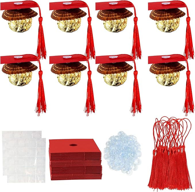 Gyufise 36Pcs 2026 Graduation Cap Cupcake Toppers with Tassel Adhesive Dots Chocolate Decorations Class of 2026 Congrats Grad Cap Cupcake Decorations for 2026 Graduation Theme Party Supplies Red