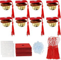 Gyufise 36Pcs 2026 Graduation Cap Cupcake Toppers with Tassel Adhesive Dots Chocolate Decorations Class of 2026 Congrats Grad Cap Cupcake Decorations for 2026 Graduation Theme Party Supplies Red