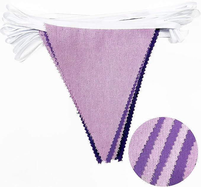 46Ft Purple Party Decorations Purple Burlap Banner Triangle Pennant Flag Linen Bunting Garland Streamers for Vintage Lavender Birthday Wedding Rustic Violet Baby Shower Engagement Party Decorations
