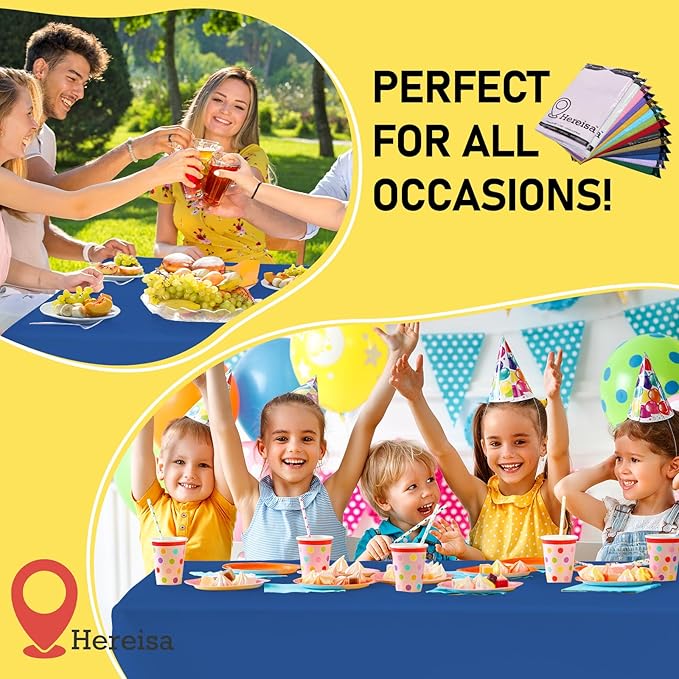 Royal Blue Disposable Plastic Tablecloth for Rectangle Tables (24 Pack) Premium Decorative Table Cloths for Parties, Events & Weddings, Indoors & Outdoors, 54 x 108 inches, Plastic Table Cover