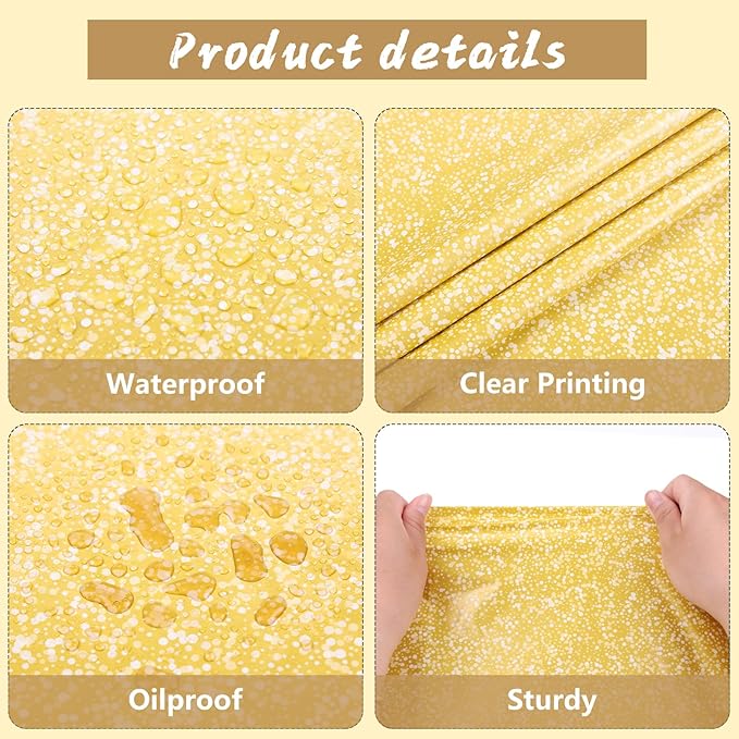 Kesfey 3 Packs Ombre Gold Plastic Tablecloth 54 x 108 Inch Gradient Pastel Gold Sequin Table Cloths Rectangle Disposable Waterproof Yellow Sprinkle Glitter Table Covers for Birthday Party Decorations
