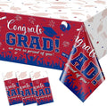 3 Pack Graduation Tablecloth Party Decorations, Class of 2026 Congrats Grad Plastic Tablecover Party Supplies, Red and Blue Rectangle Graduation Table Decor for College High School Party, 54 x 108Inch