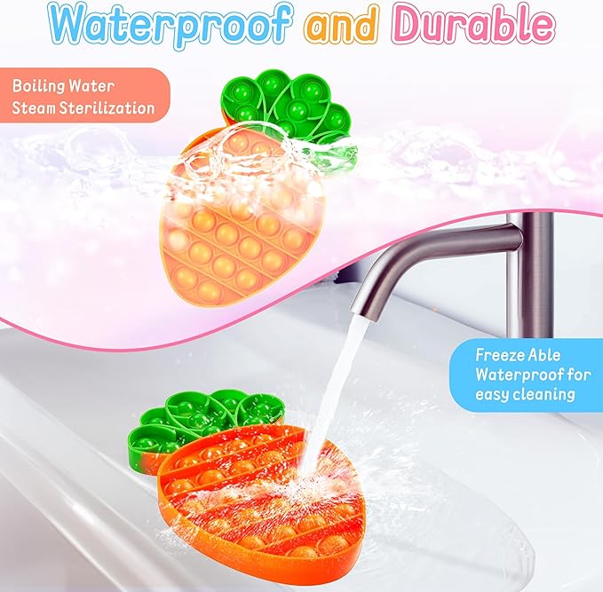 Easter Push Bubble Fidget Toys, Kids Girls Boys Basket Stuffer Popping Sensory Toy Toddler Adult Stress Relief Silicone Fidgets Birthday Gifts for Travel Cars Classroom Party Office