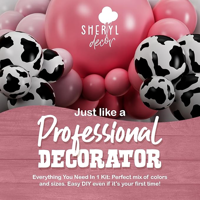 ALL-IN-1 Cow Balloon Arch Kit with BONUS Cows Balloons for Cow Party Decorations - Cowgirl Balloon Arch Kit for Cowgirl Baby Shower Decorations & Cows Birthday Party Decoration