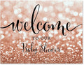 Andaz Press Baby Shower Party Signs, Glitzy Rose Gold Glitter, 8.5x11-inch, Welcome to our Baby Shower, 1-Pack, Bokeh Colored Party Supplies