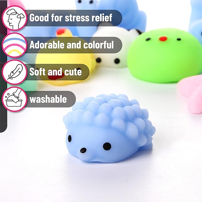 Mr. Pen- Pastel Animal Squishy Toys, 12 Pack, Washable Twistable Stretchy Squishies, Soft Stress Relief Sensory Toys for Squeezing,, Party Favors & Classroom Rewards, Easter Egg Fillers
