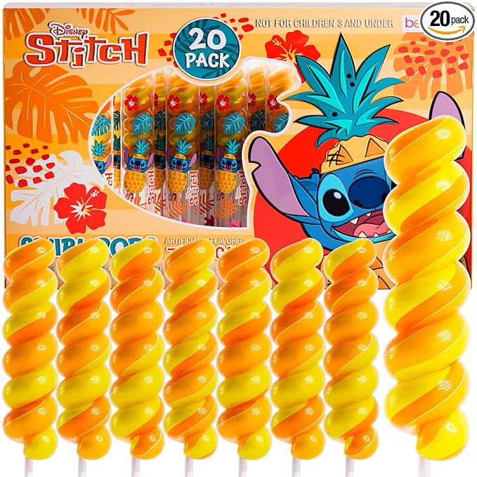 Stitch Swirl Lollipops 20pk- Lilo And Stitch Candy For Lilo And Stitch Party Favors & Stitch Birthday Decorations - Lilo & Stitch Lollipops For Stitch Birthday Party Supplies & Stitch Gifts For Girls & Boys