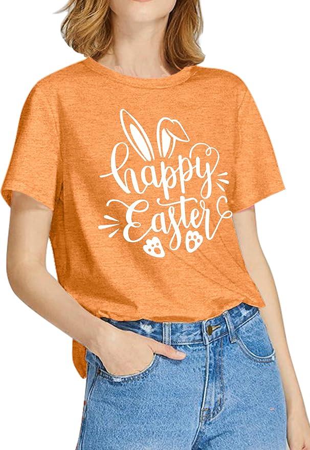 LAZYCHILD Women Easter Teacher Shirts: Funny Treat All with Kindness T-Shirt Bunny Rabbit Tee Tops