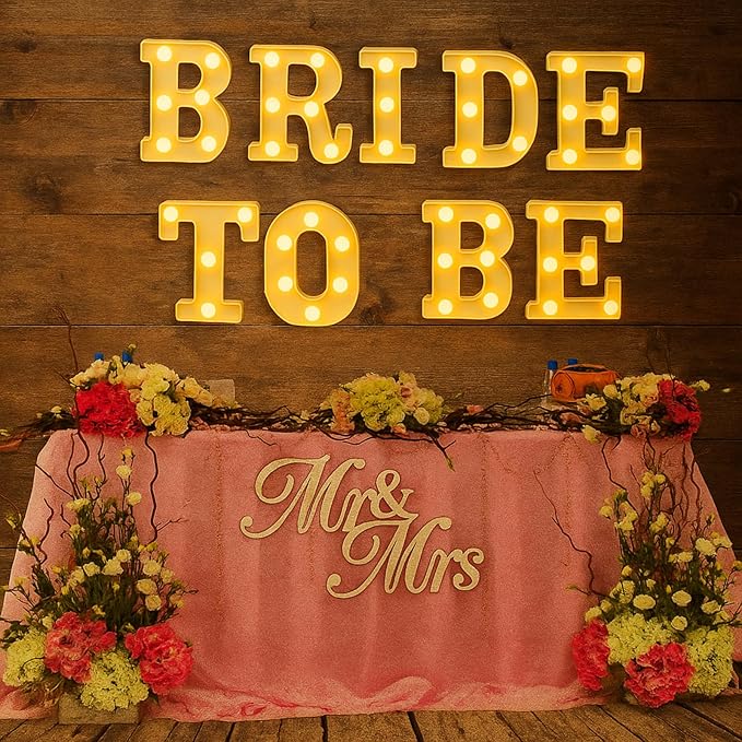 Honoson 9 Pcs Bachelorette Party Decorations Bride to Be Lights up Sign Engage Wedding Bridal Shower LED Neon Light for Women Bachelorette Party Supplies